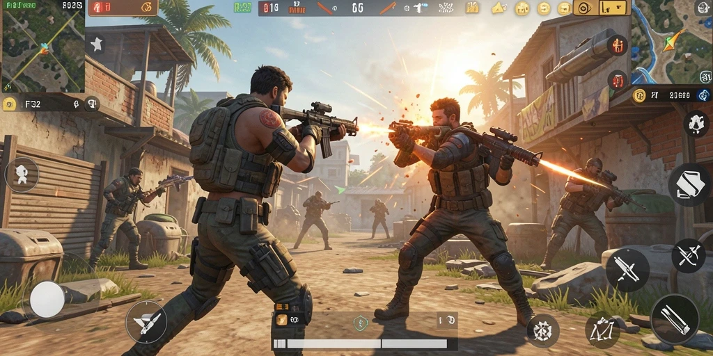 Screenshot menampilkan aksi seru dari permainan Battle Royale F32.