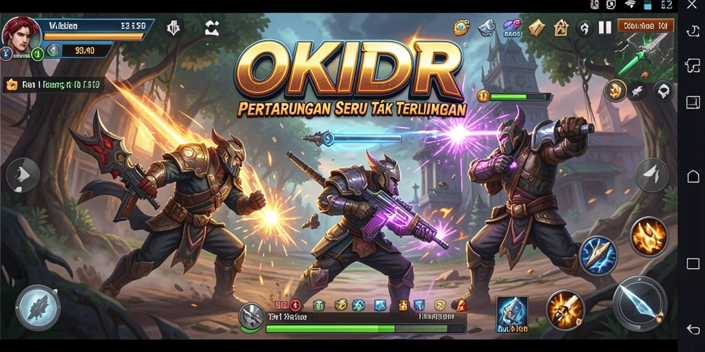 Tangkapan layar utama OKIDR menampilkan aksi seru dalam gameplay.