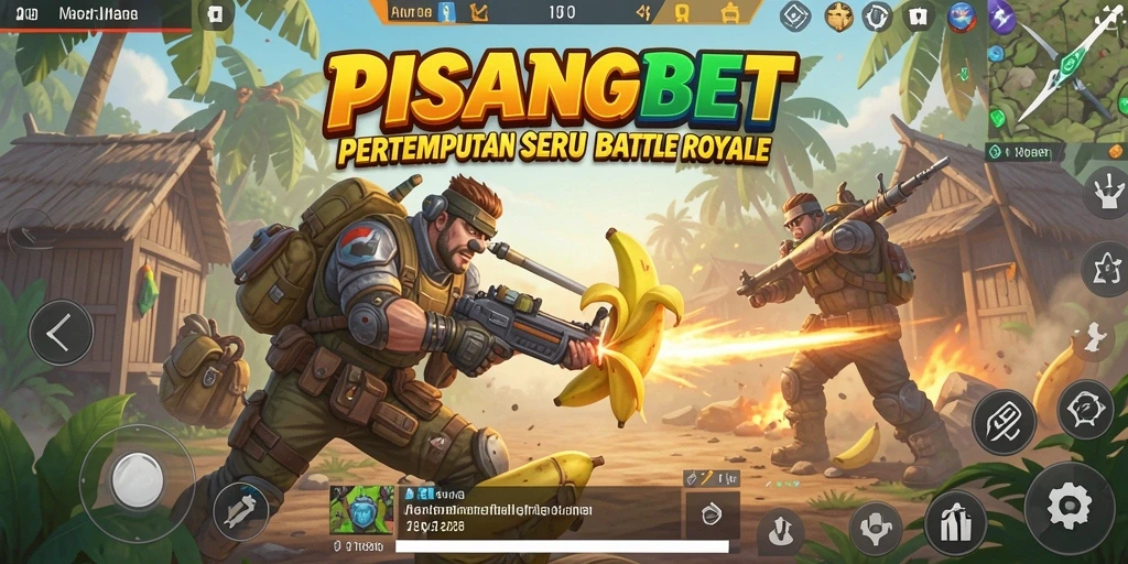 Screenshot gameplay PISANGBET yang menunjukkan aksi seru dalam pertempuran Battle Royale.
